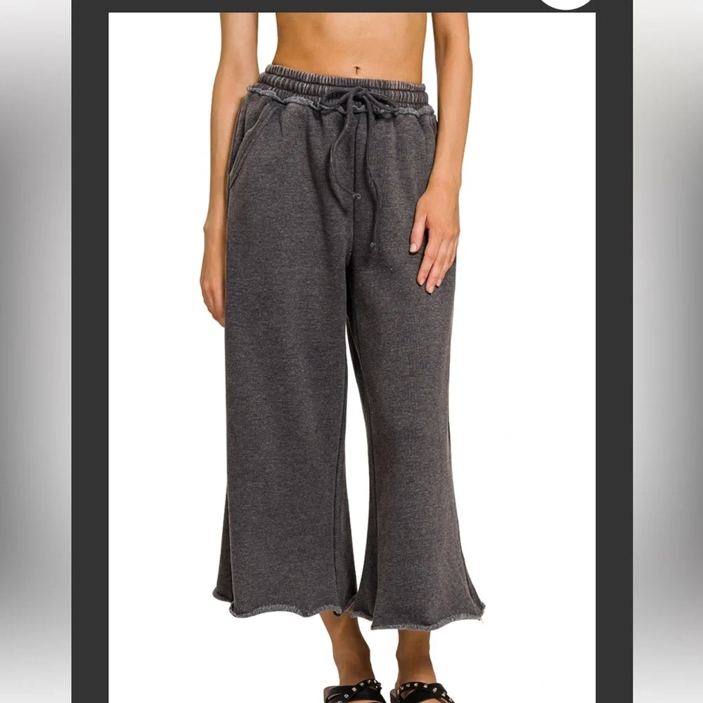 ✨LAST ONE✨Acid Washed French Terry Palazzo Pants - Picture 4 of 4